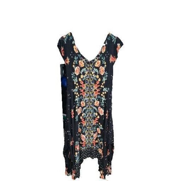 Lola P Black Floral Casual Dress Women Size M - Picture 2 of 5